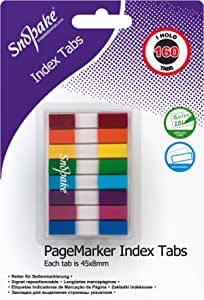 Snopake Index Tab PageMarkers W/ Colour Coded Tips 45x8 mm 160 Tabs RRP £2.39 CLEARANCE XL £1